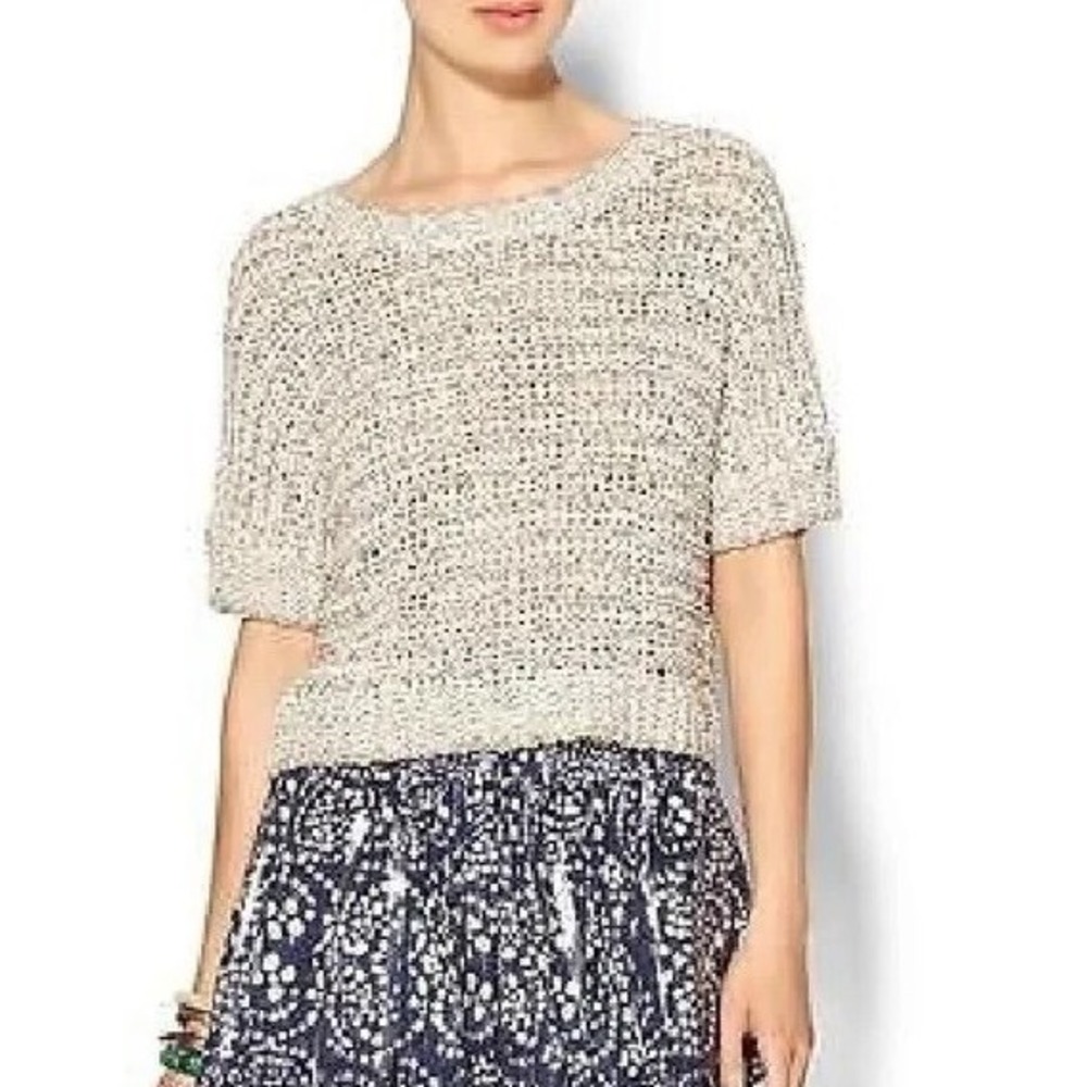 Free Peopleโ School Boy Open Knit Crop Top Short Sleeve Sweater Top S
